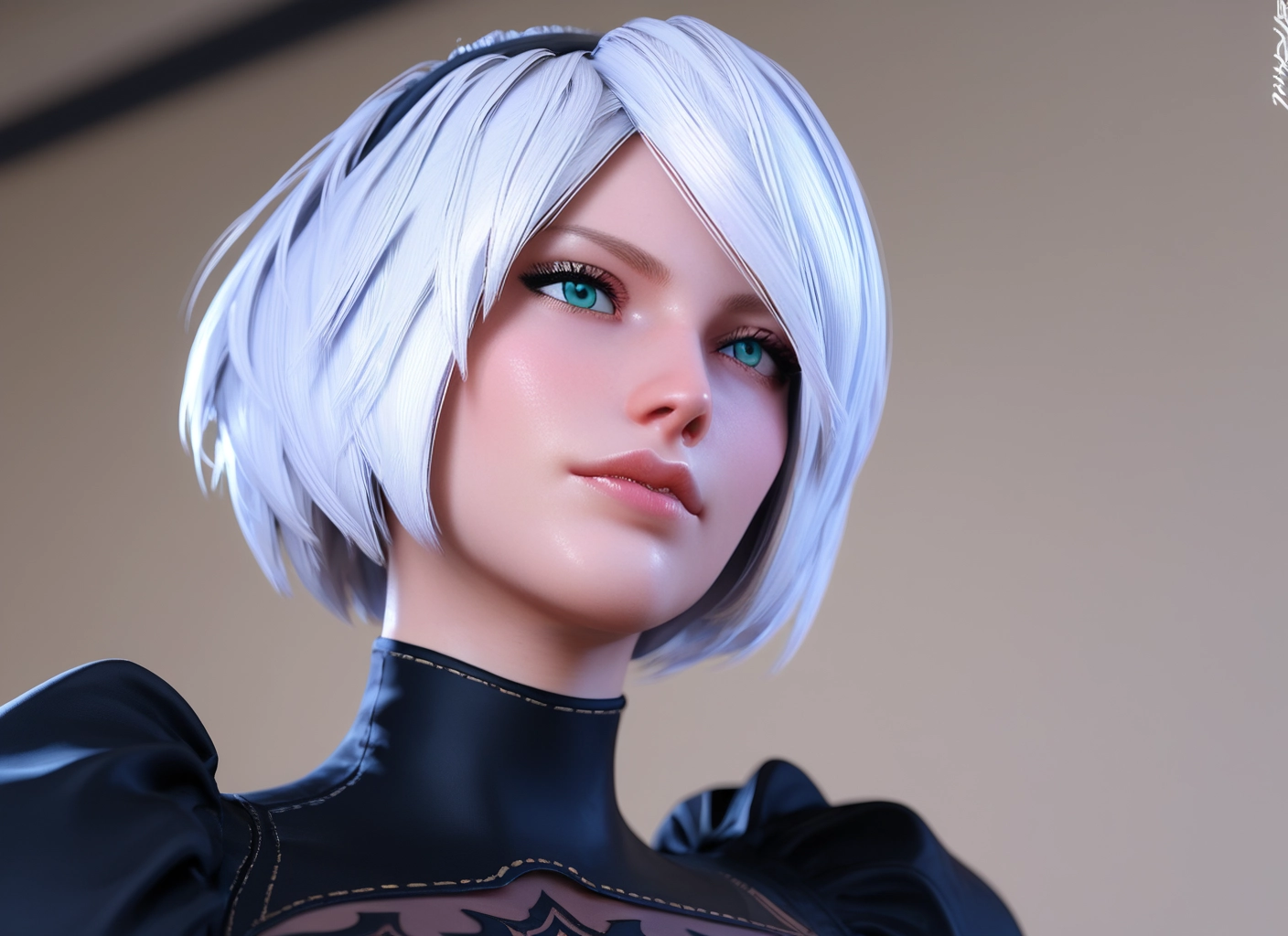 1girl, solo, hairband, short hair, no blindfold, black hairband · Yamete.gg