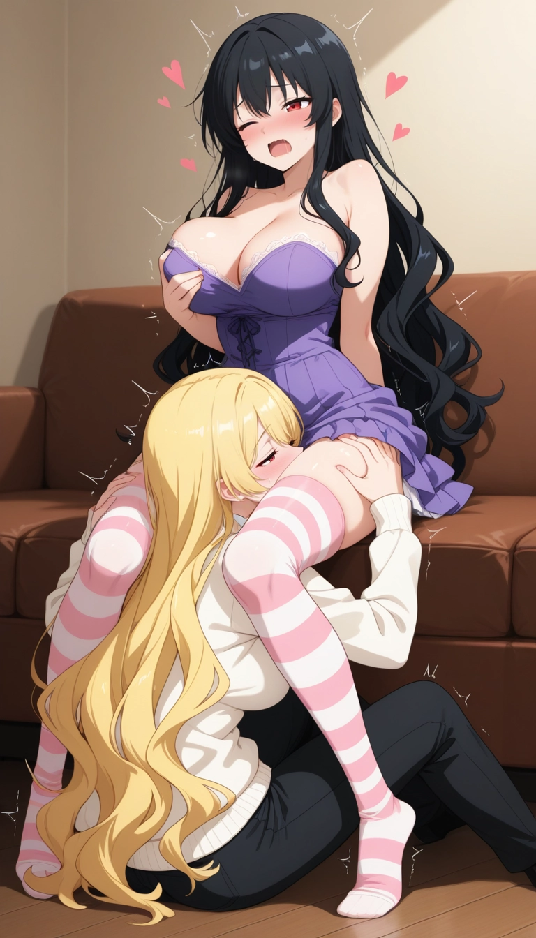 oral, cunnilingus, multiple girls, 2girls, breasts, long hair