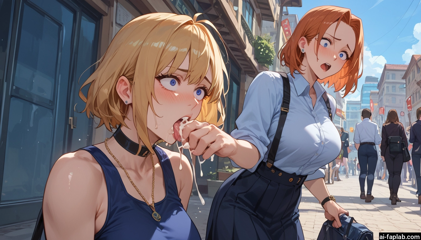 blonde hair, blue eyes, jewelry, skirt, breasts, short hair · Yamete.gg