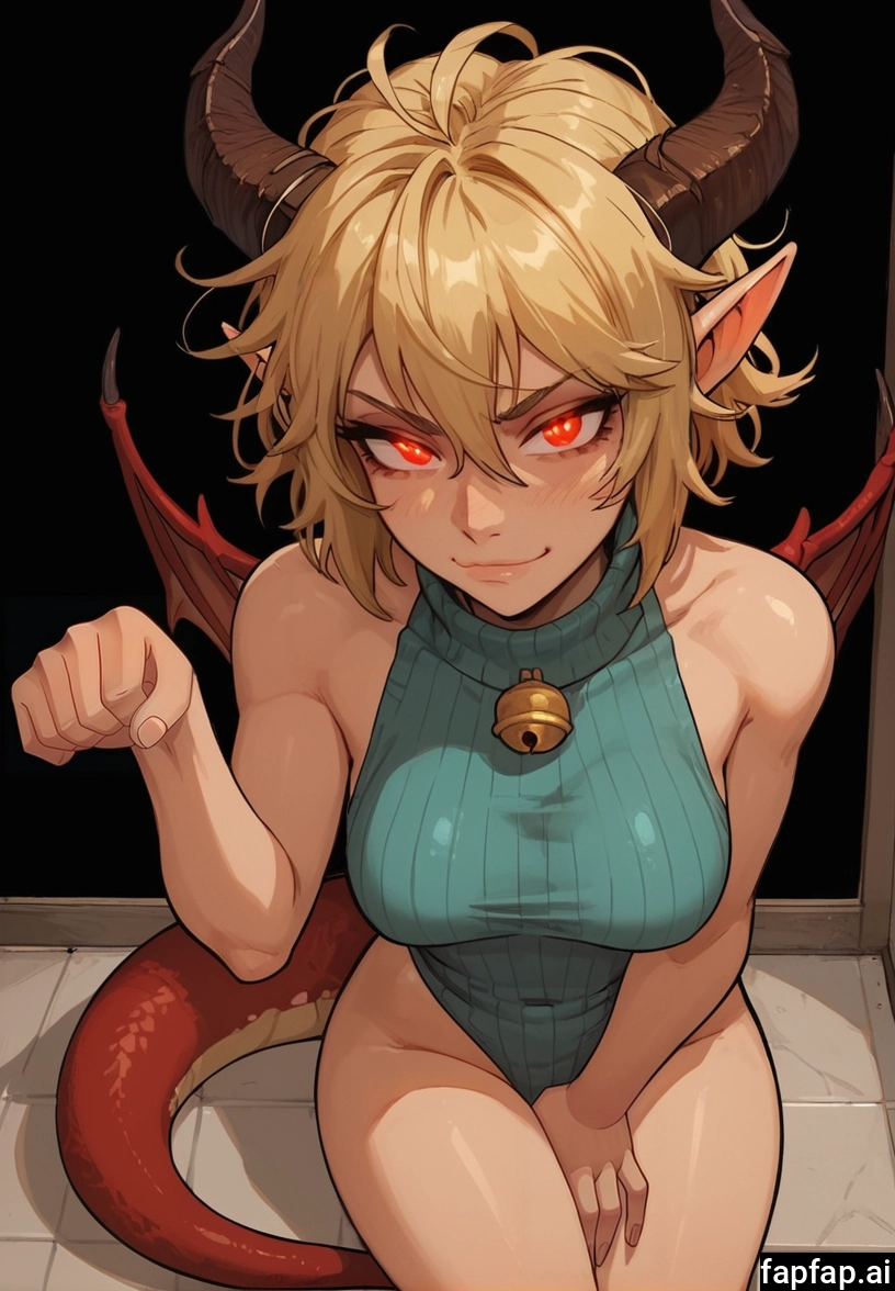 1girl, horns, wings, tail, solo, red eyes