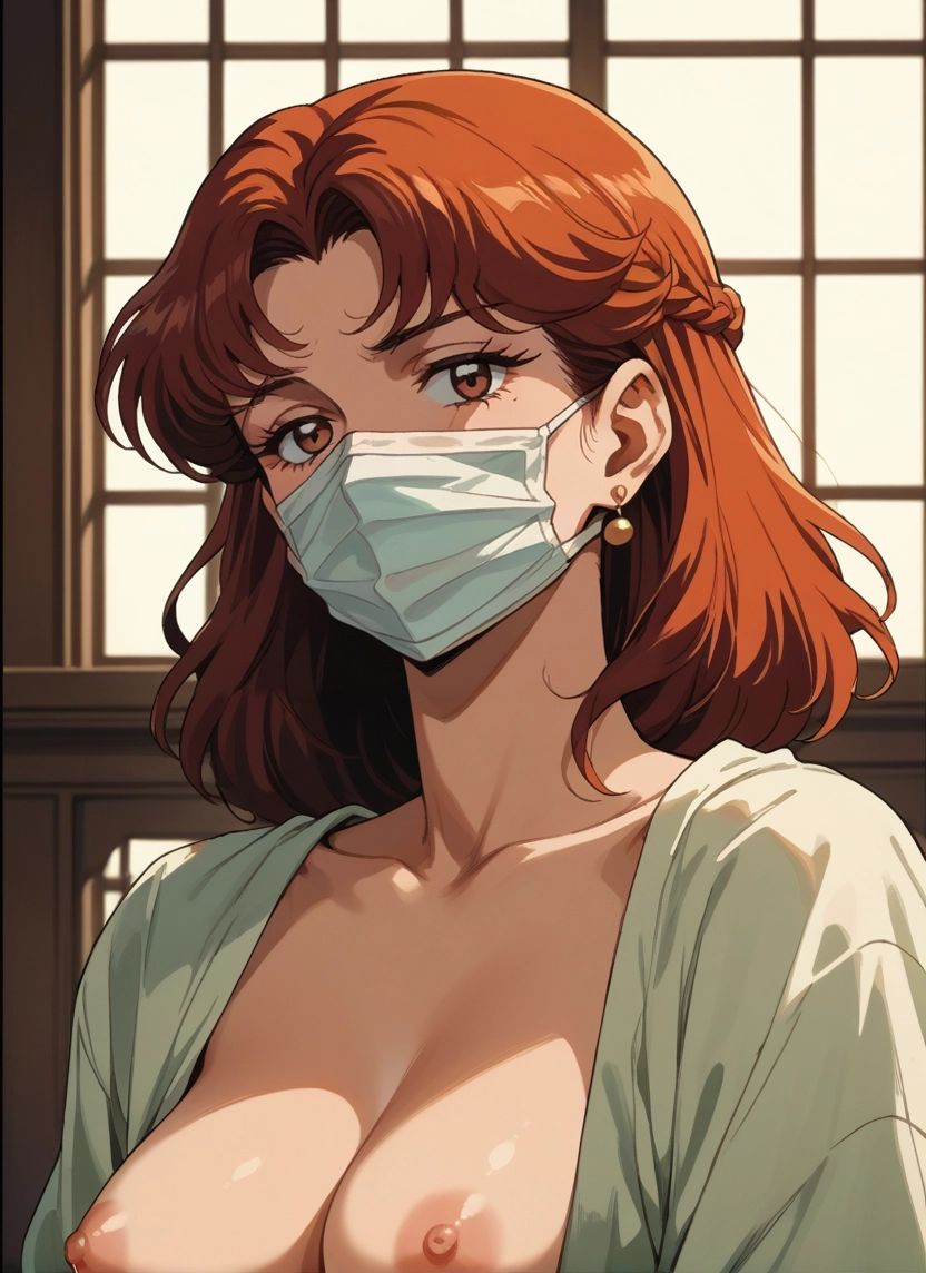 1girl, breasts, nipples, solo, mask, mouth mask · Yamete.gg