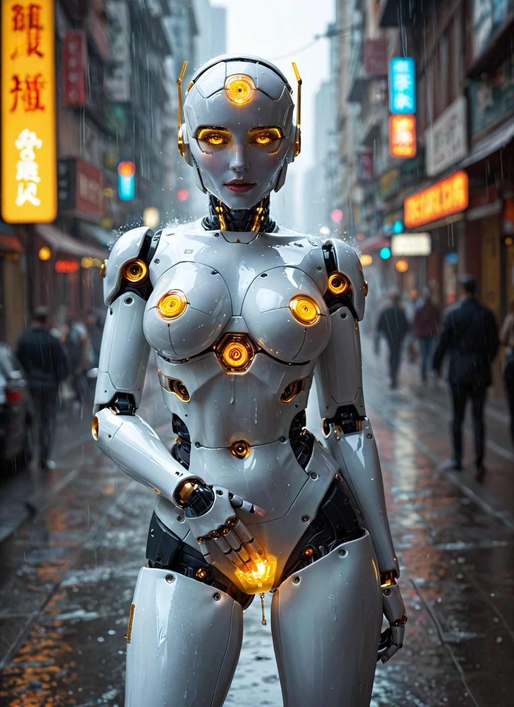 rain, 1girl, robot joints, breasts, humanoid robot, robot · Yamete.gg