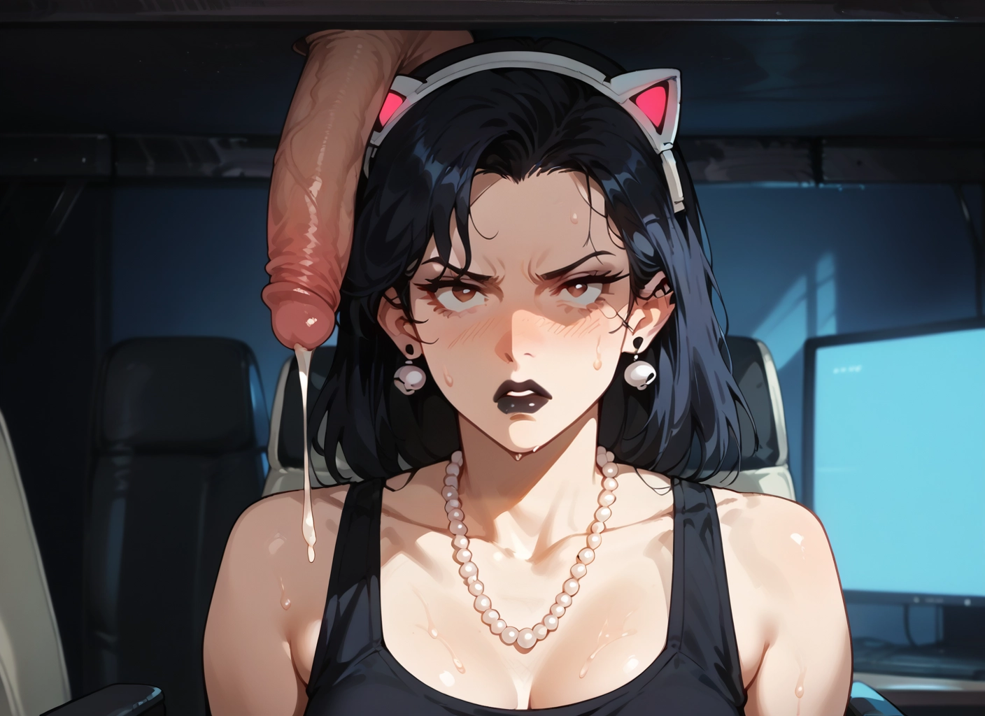 1girl, penis, hetero, jewelry, uncensored, 1boy