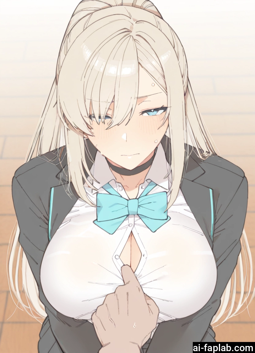 1girl, breasts, large breasts, blue eyes, choker, shirt · Yamete.gg