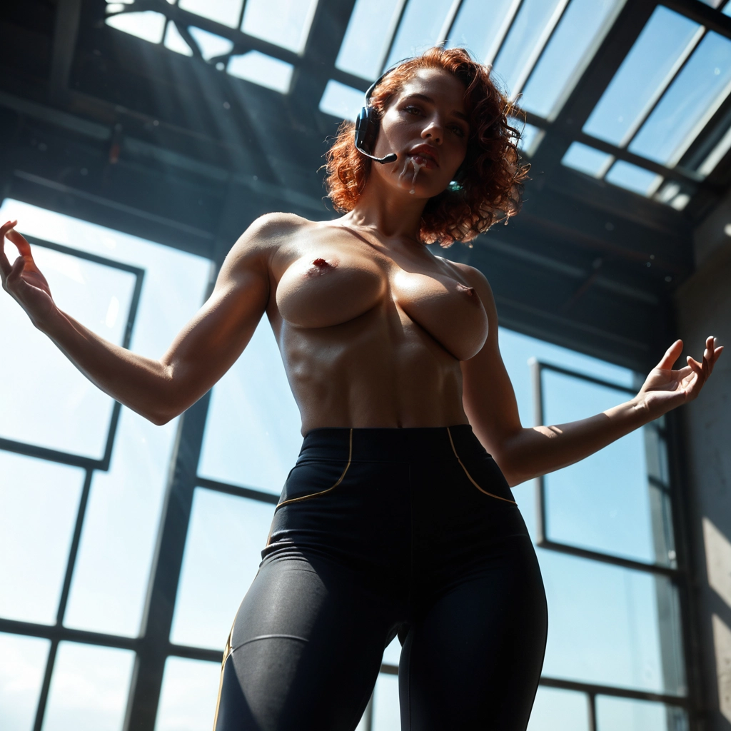 1girl, nipples, solo, breasts, from below, realistic · Yamete.gg