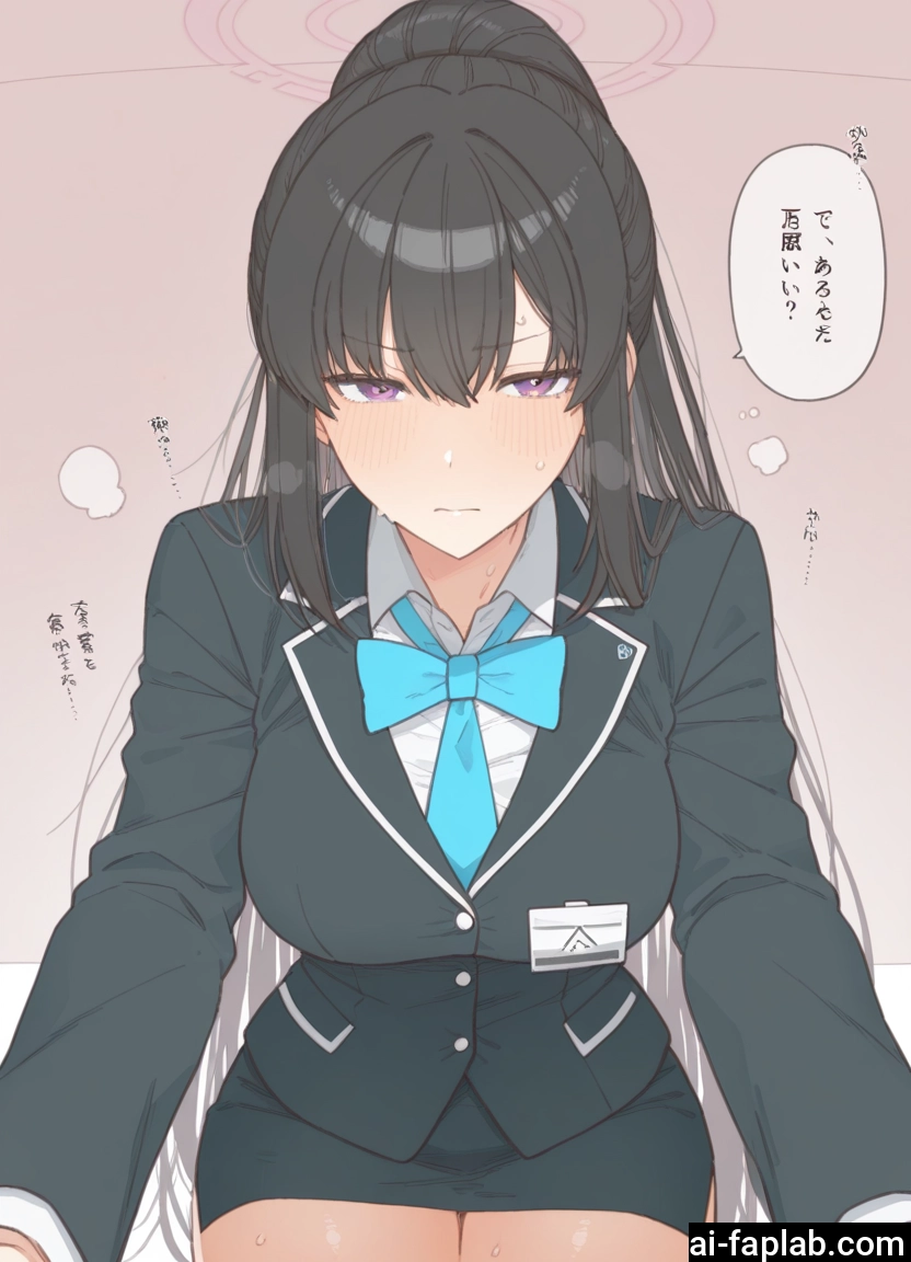 1girl, black hair, skirt, purple eyes, long hair, halo · Yamete.gg