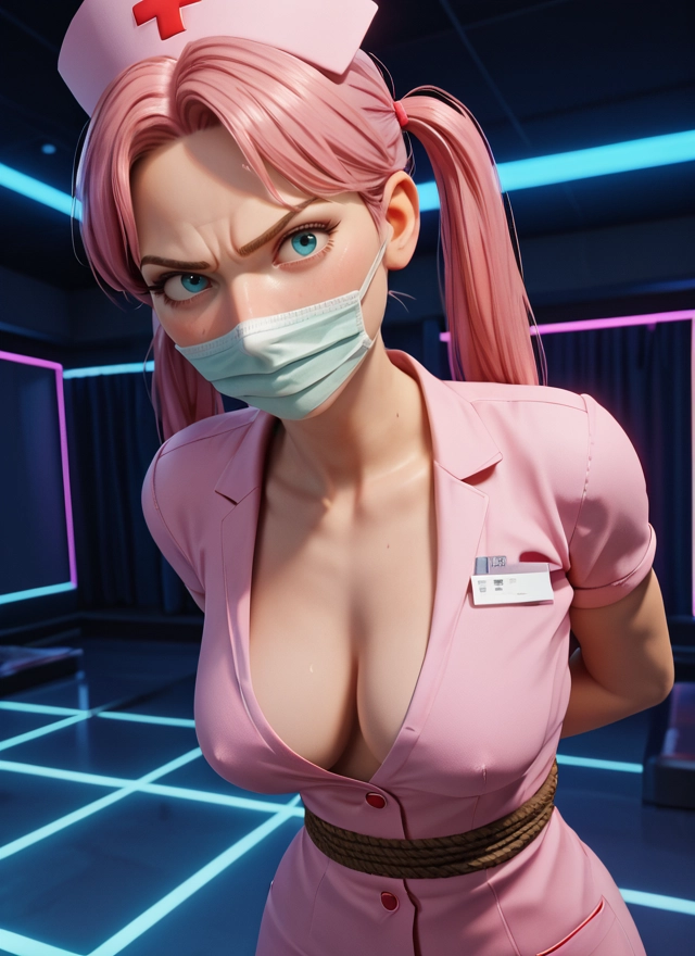 1girl, breasts, hat, pink hair, twintails, nurse · Yamete.gg