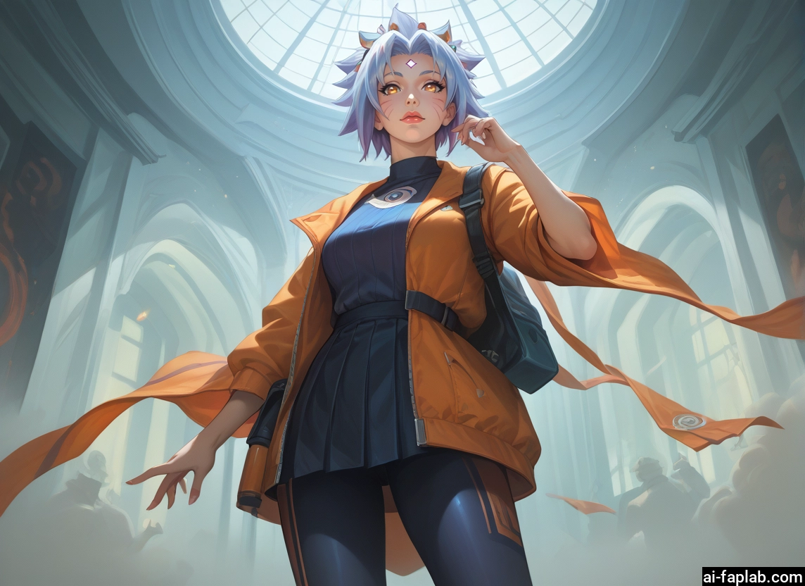 1girl, facial mark, skirt, jacket, short hair, bag · Yamete.gg