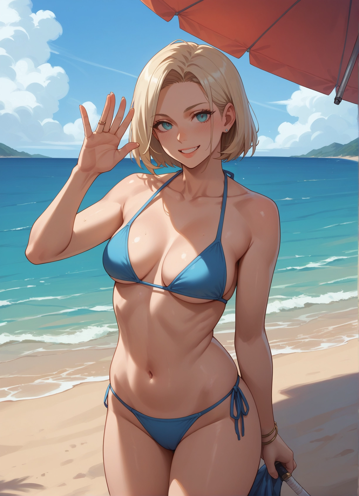 1girl, swimsuit, bikini, breasts, blonde hair, solo · Yamete.gg