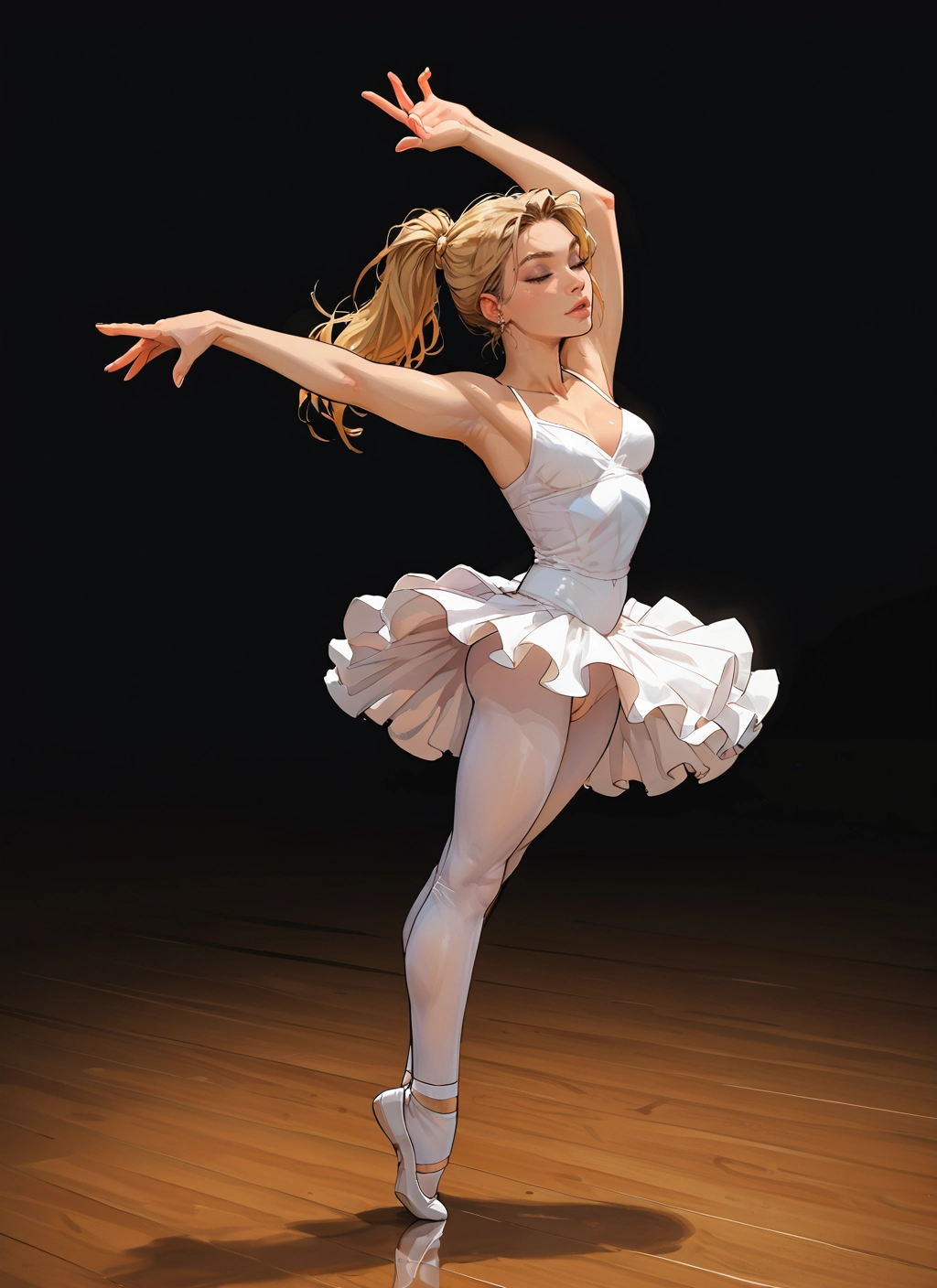 1girl, solo, blonde hair, ballerina, ballet, tutu · Yamete.gg