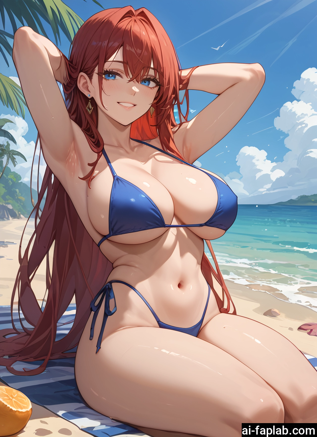 breasts, 1girl, swimsuit, bikini, long hair, blue eyes · Yamete.gg