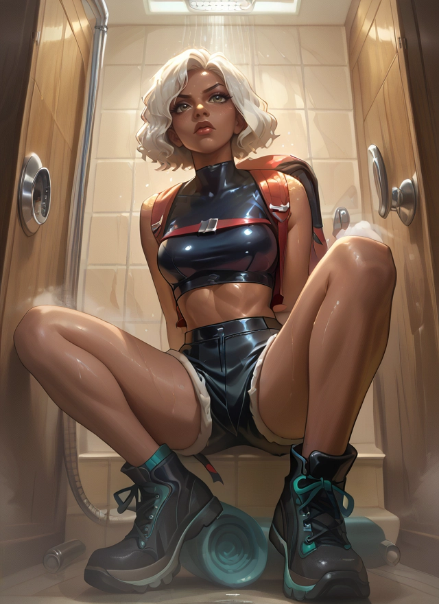 1girl, shorts, solo, short hair, backpack, sitting · Yamete.gg