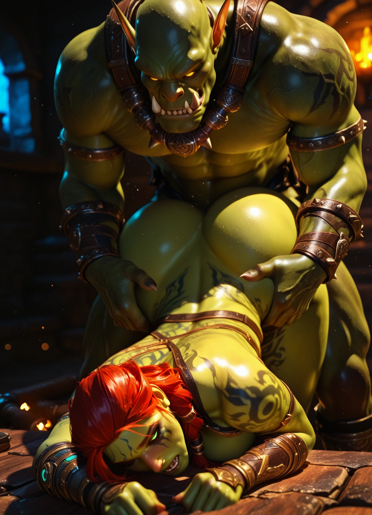 1girl, green skin, hetero, 1boy, colored skin, sex · Yamete.gg