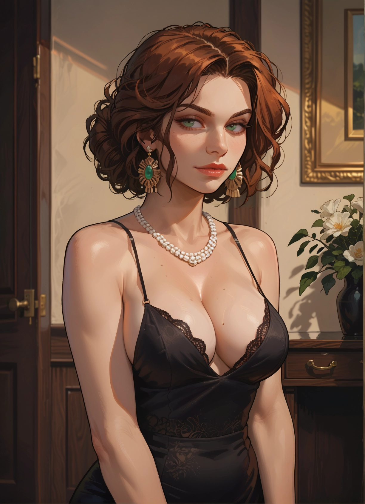 1girl, breasts, jewelry, earrings, solo, necklace · Yamete.gg