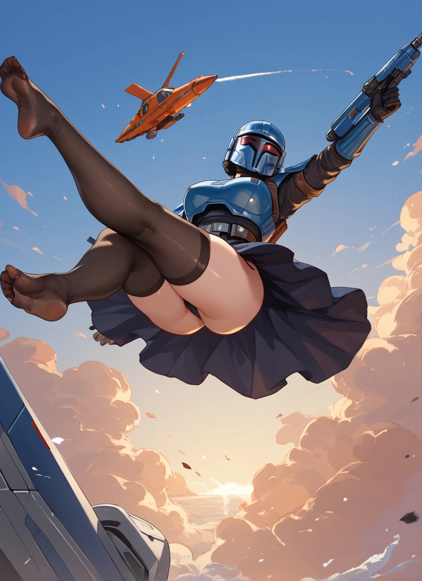 1girl, thighhighs, underwear, weapon, panties, helmet · Yamete.gg