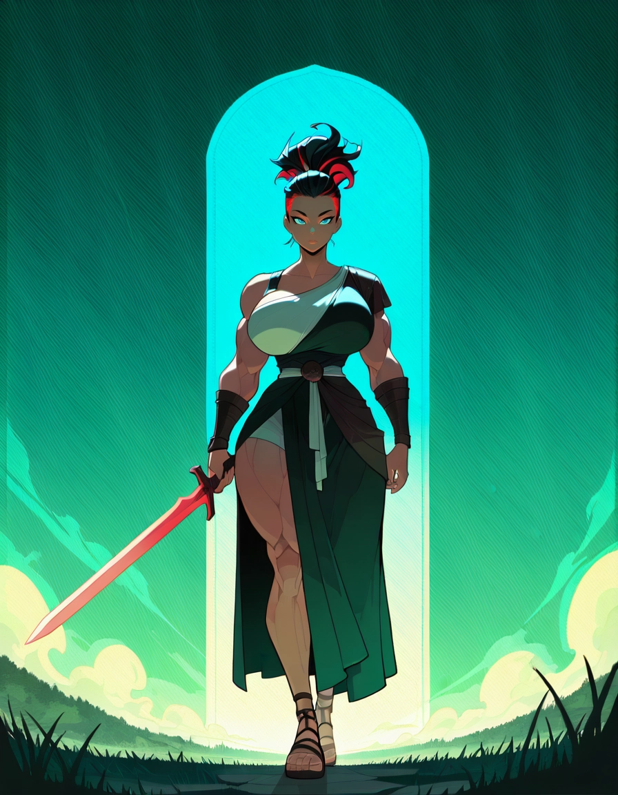 1girl, solo, breasts, weapon, sword, dark-skinned female · Yamete.gg