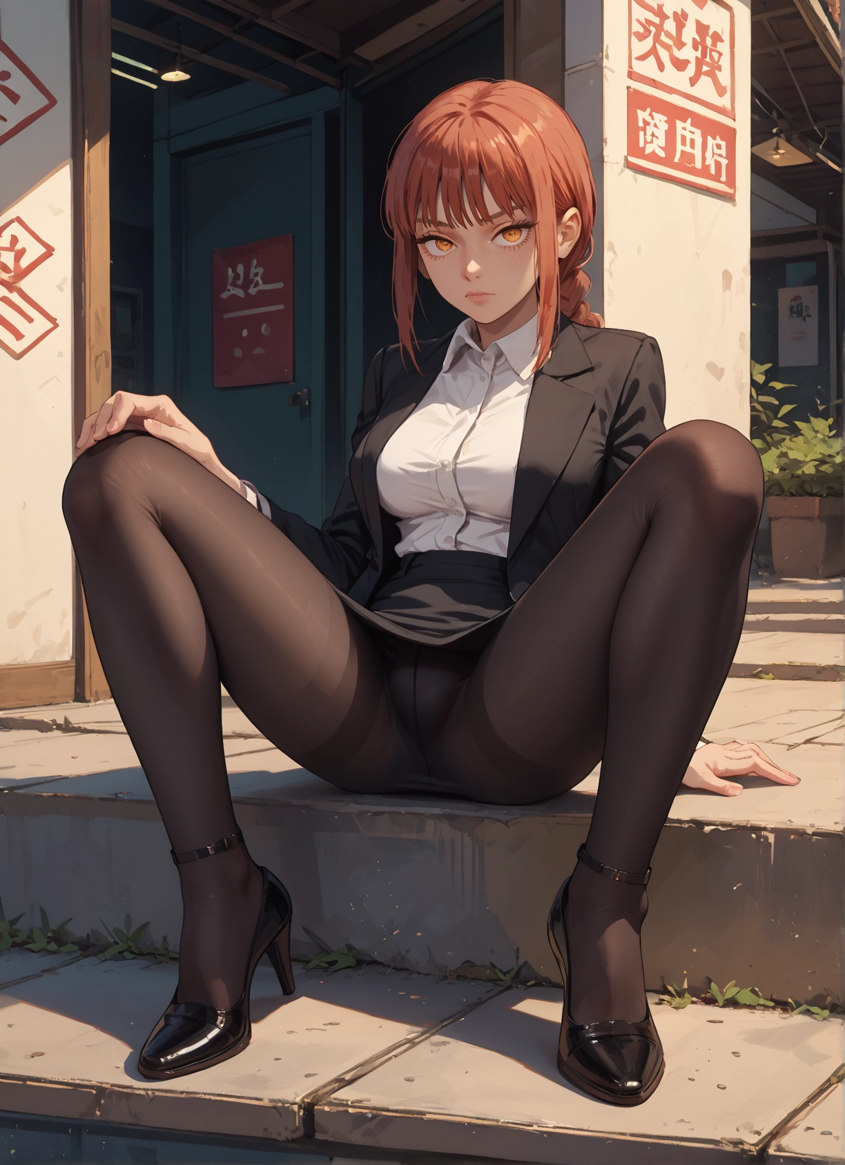 1girl, pantyhose, high heels, braid, shirt, skirt · Yamete.gg