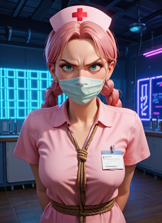 1girl, pink hair, hat, mask, nurse cap, nurse · Yamete.gg