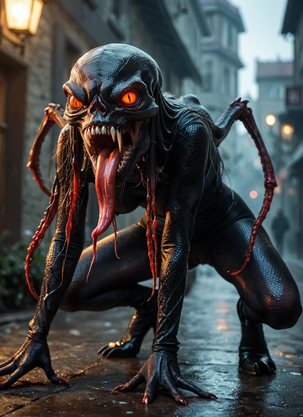 tongue, solo, teeth, tongue out, sharp teeth, monster · Yamete.gg