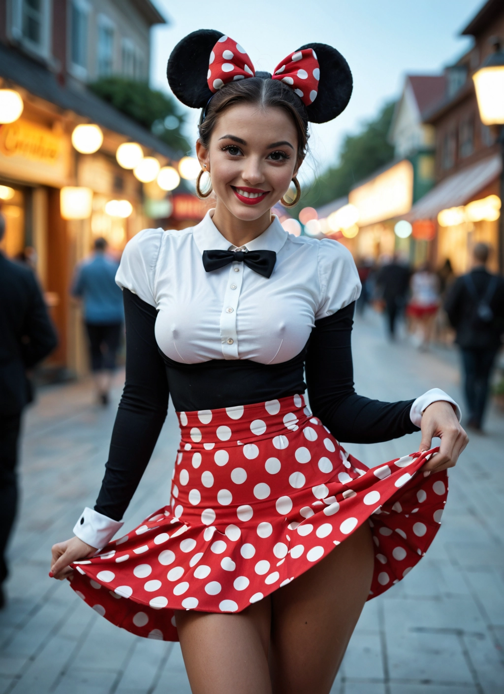 1girl, skirt, breasts, earrings, jewelry, covered nipples · Yamete.gg