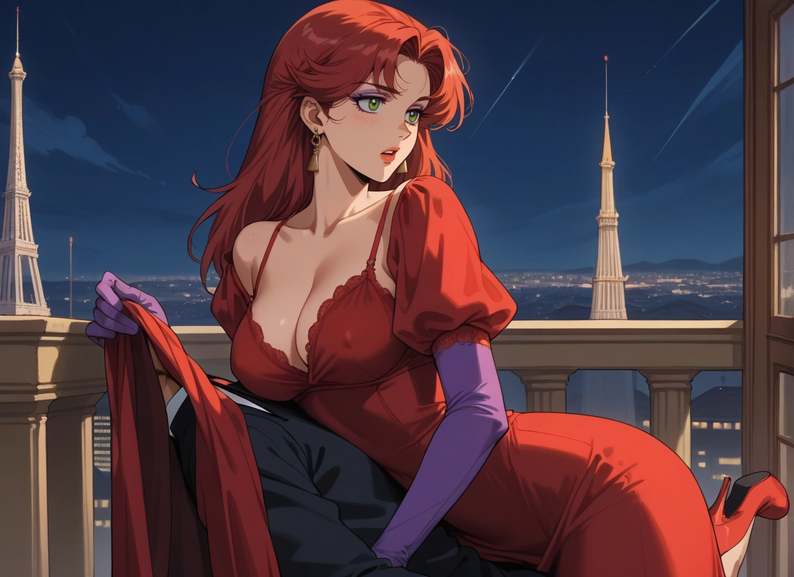 breasts, 1girl, dress, green eyes, jewelry, gloves · Yamete.gg