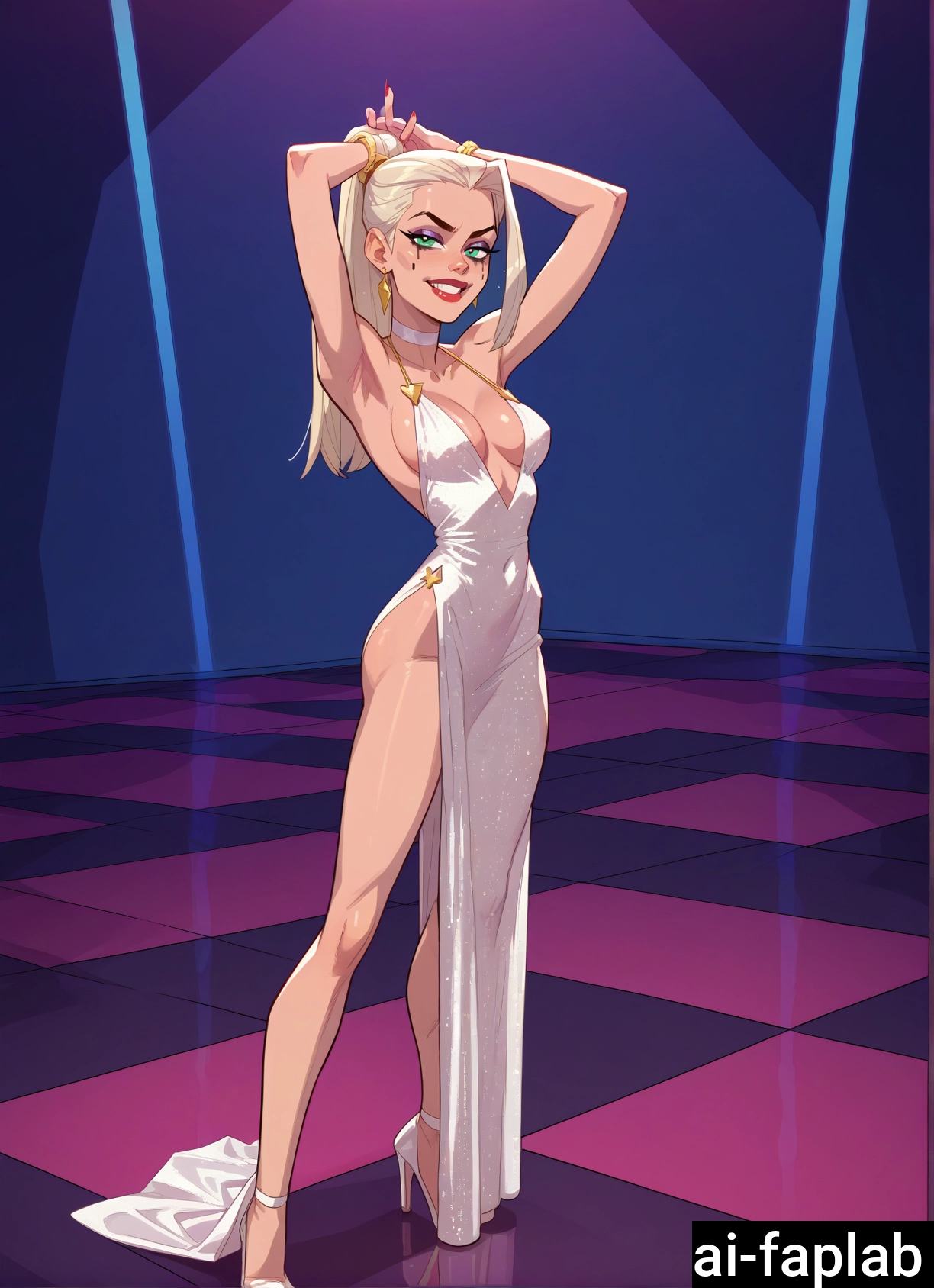 1girl, breasts, dress, solo, jewelry, high heels · Yamete.gg