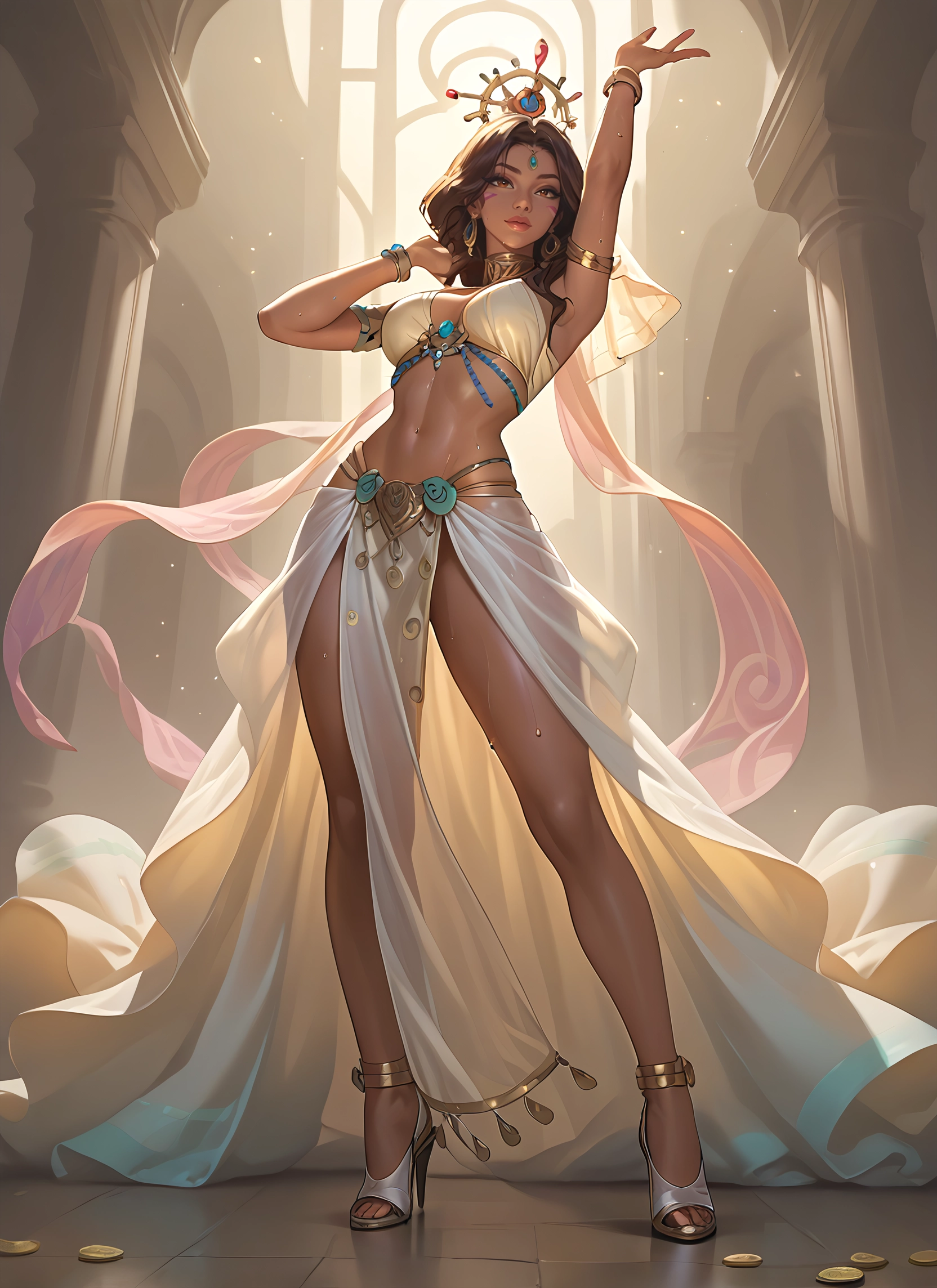 1girl, solo, jewelry, breasts, high heels, navel · Yamete.gg