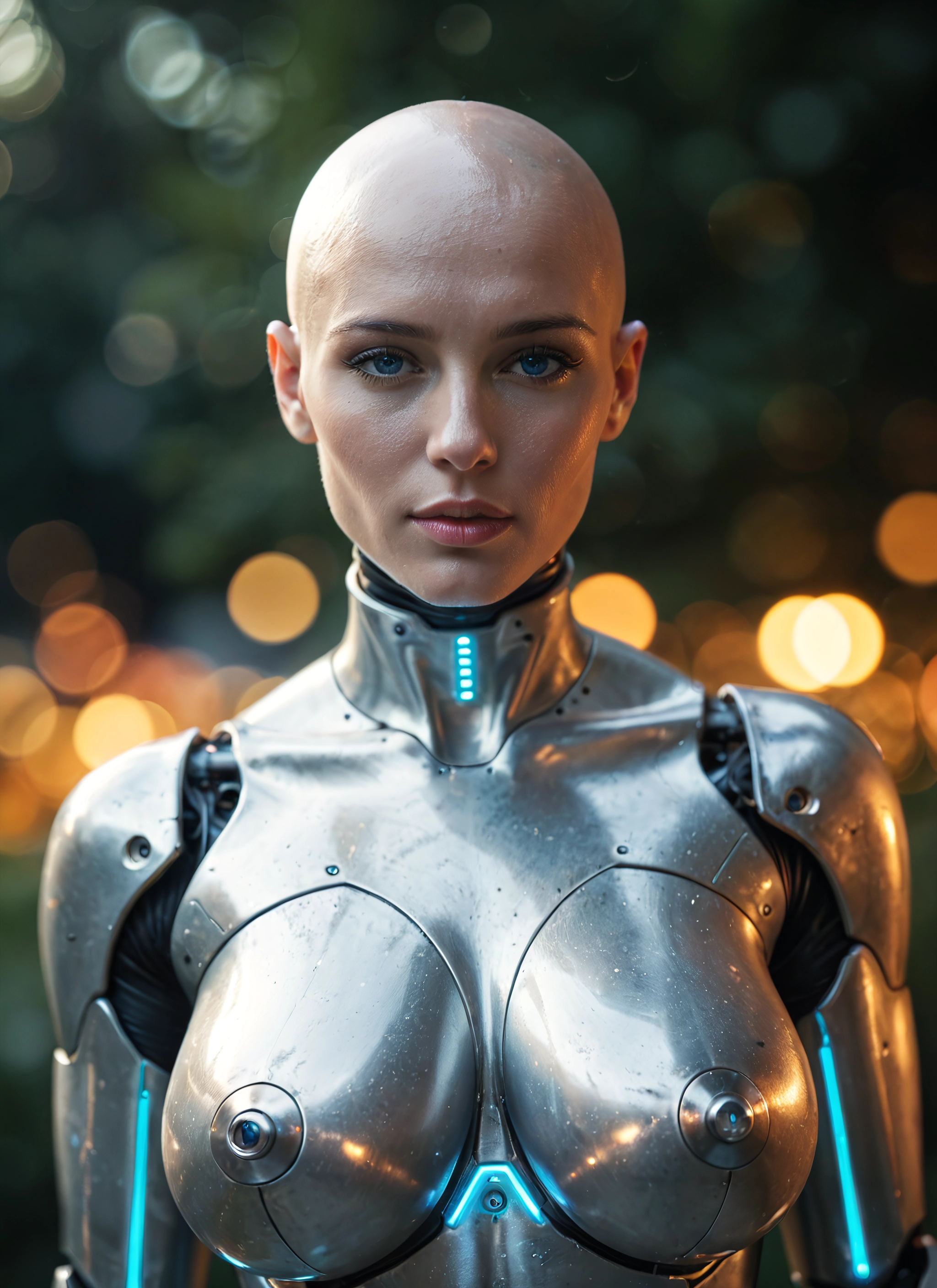 1girl, solo, bald, blue eyes, breasts, bald girl · Yamete.gg