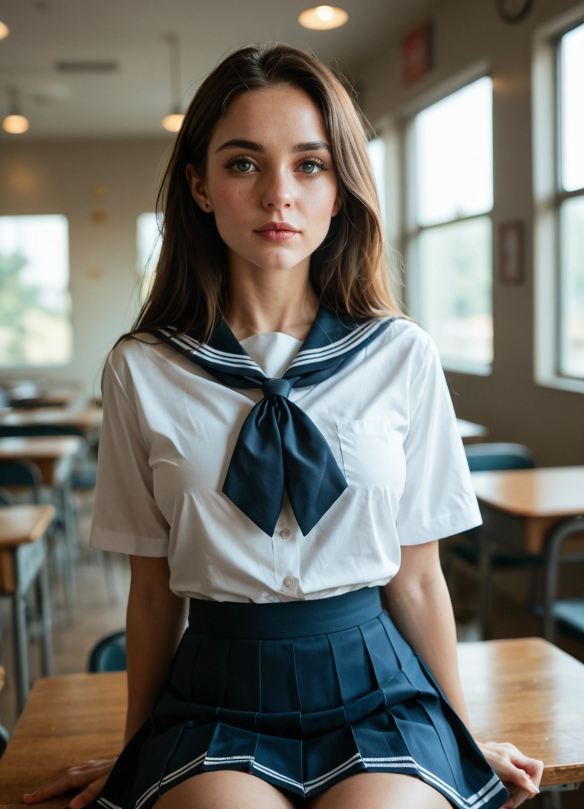 1girl, solo, school uniform, skirt, serafuku, photo (medium) · Yamete.gg