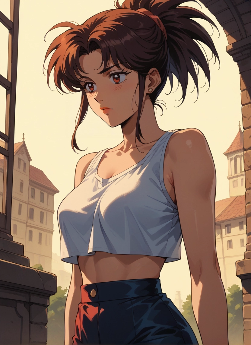 1girl, solo, brown hair, breasts, jewelry, brown eyes · Yamete.gg