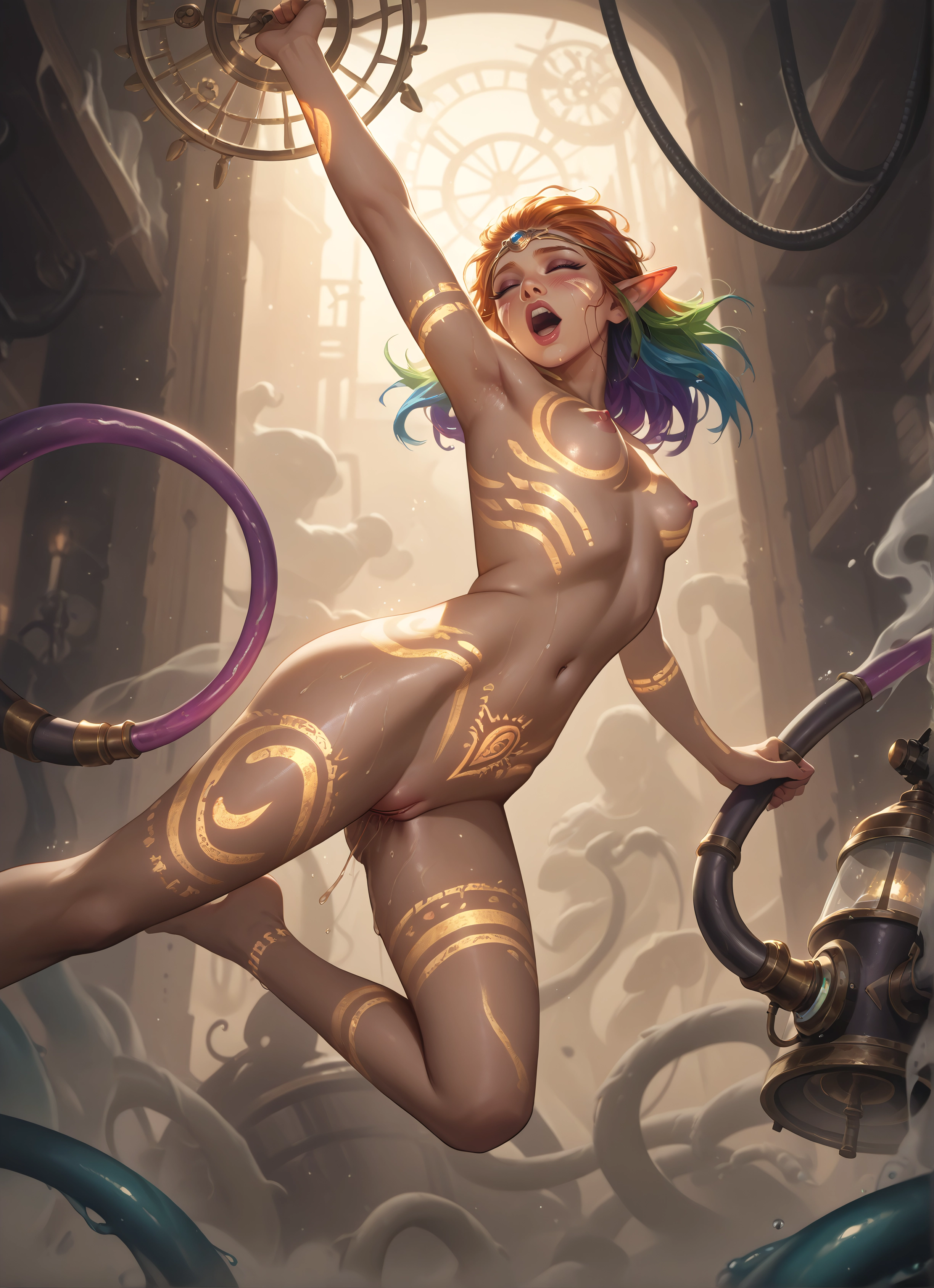 1girl, nipples, breasts, pointy ears, nude, pussy · Yamete.gg