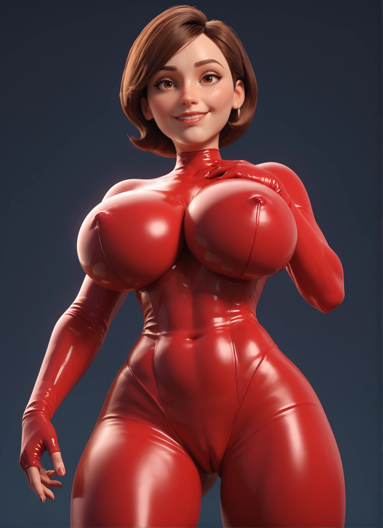 1girl, breasts, solo, brown hair, bodysuit, brown eyes · Yamete.gg