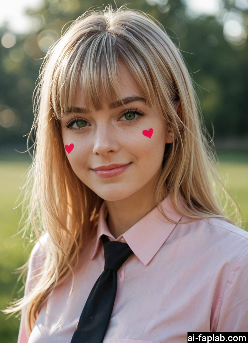 1girl, solo, necktie, green eyes, heart, looking at viewer