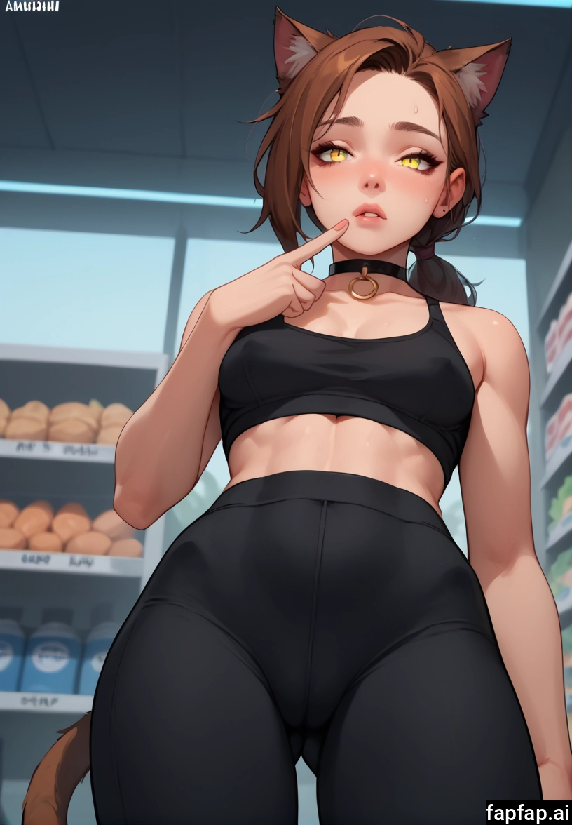 1girl, animal ears, solo, brown hair, breasts, tail · Yamete.gg