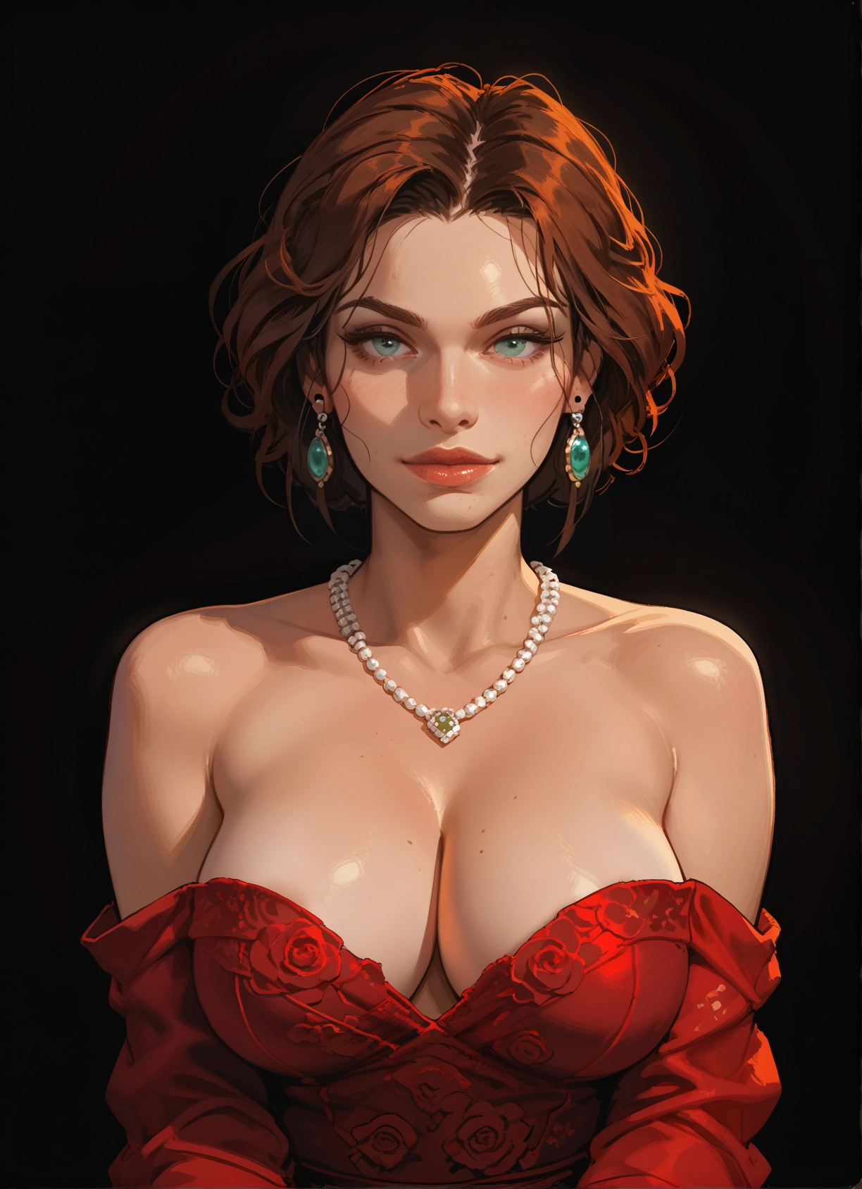 1girl, breasts, jewelry, earrings, solo, necklace · Yamete.gg