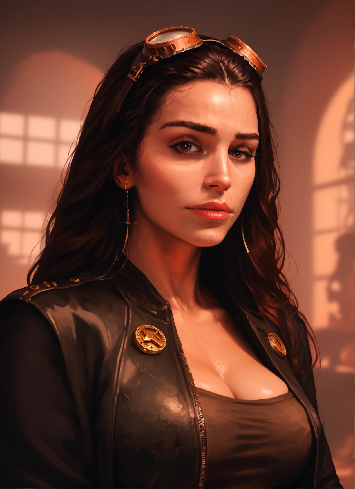 1girl, breasts, solo, cleavage, goggles, jewelry · Yamete.gg