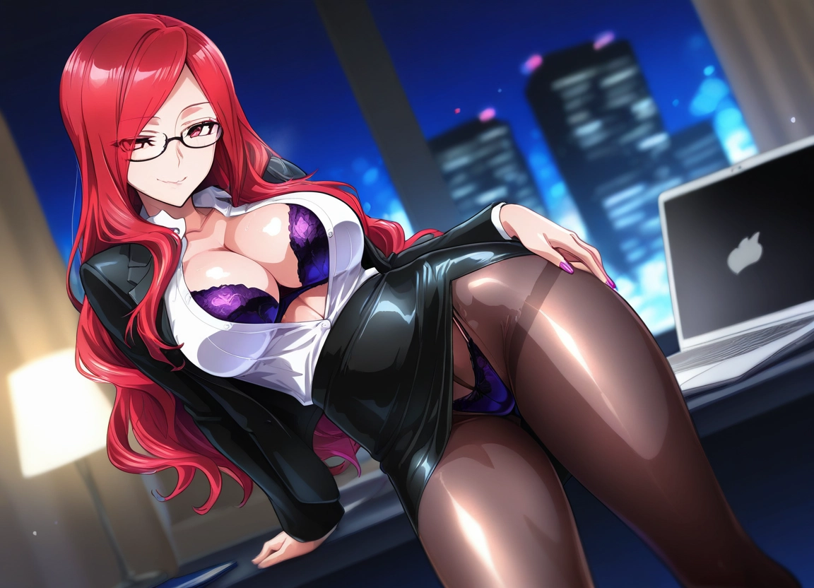 1girl, breasts, underwear, pantyhose, panties, glasses · Yamete.gg