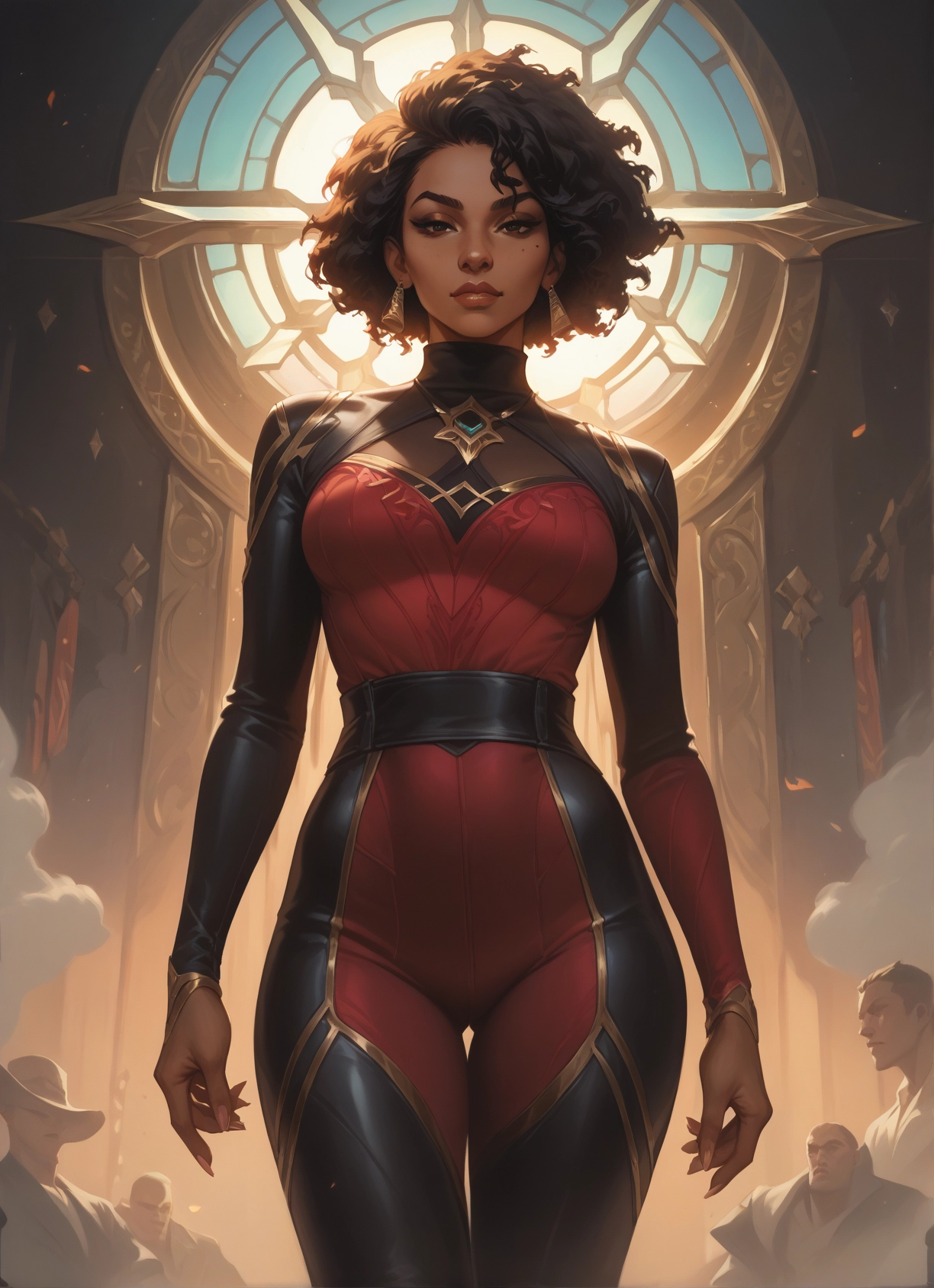 1girl, breasts, jewelry, earrings, mole, bodysuit · Yamete.gg
