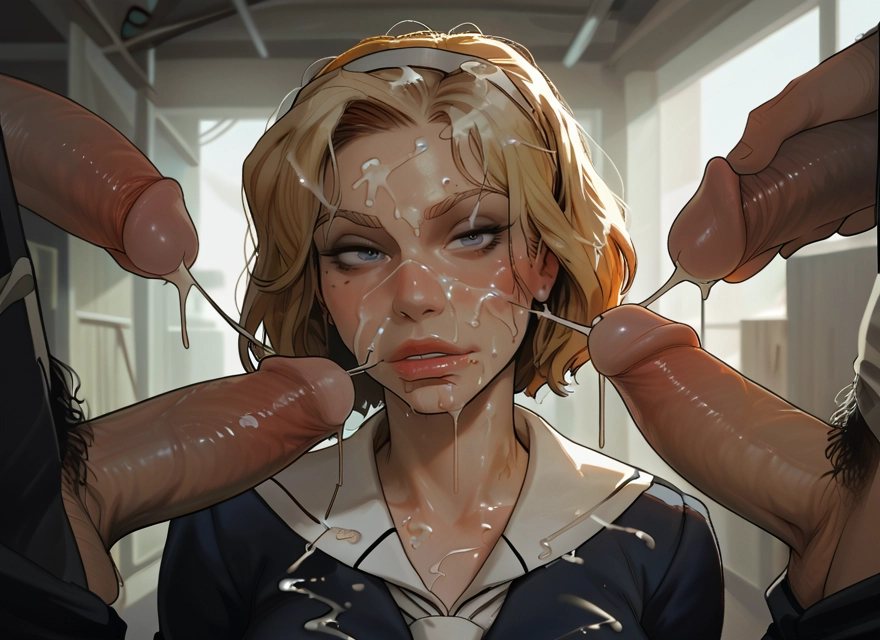 penis, cum, 1girl, blonde hair, uncensored, multiple penises · Yamete.gg