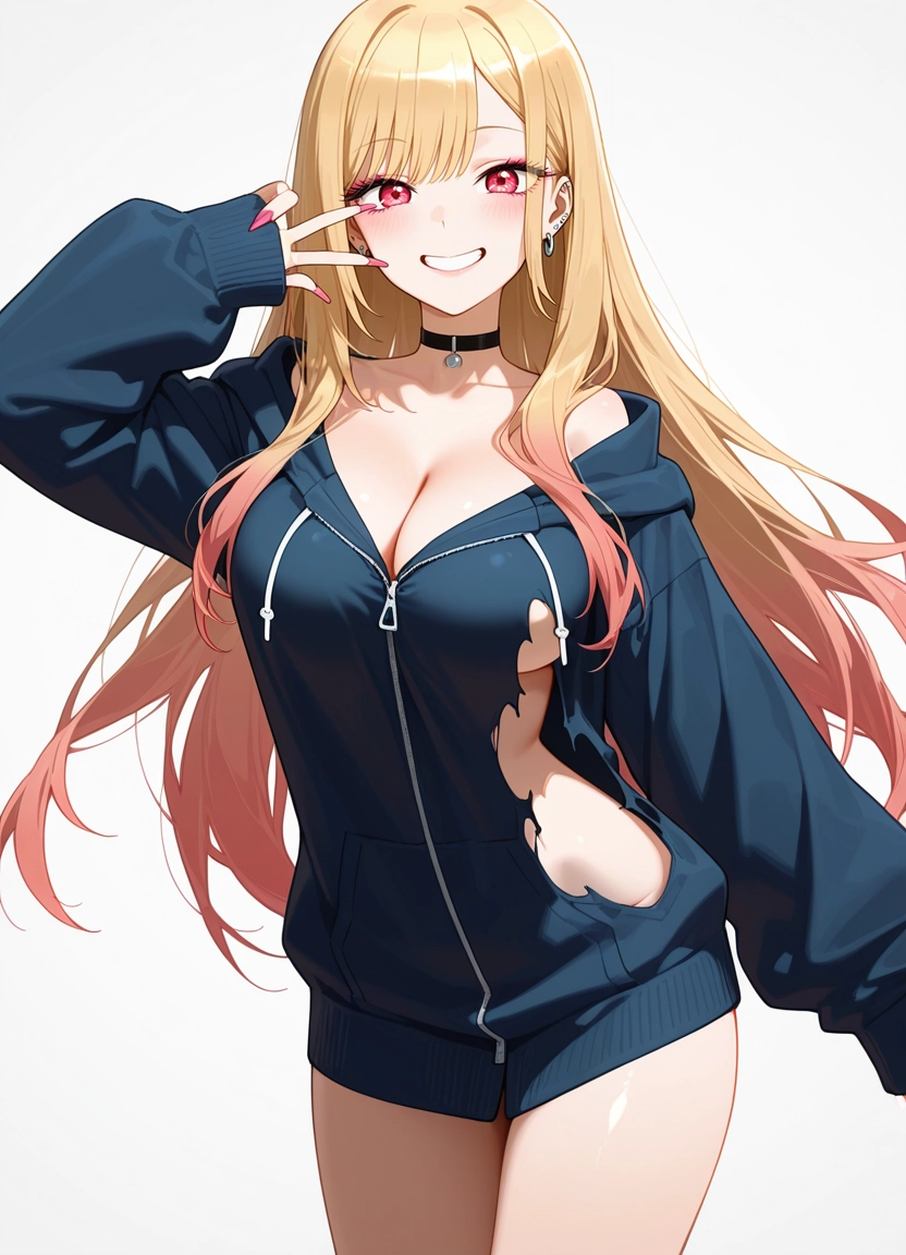 1girl, breasts, solo, smile, blonde hair, long hair · Yamete.gg