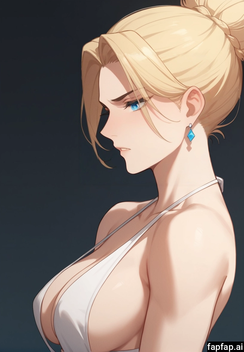 1girl, breasts, solo, jewelry, earrings, blonde hair