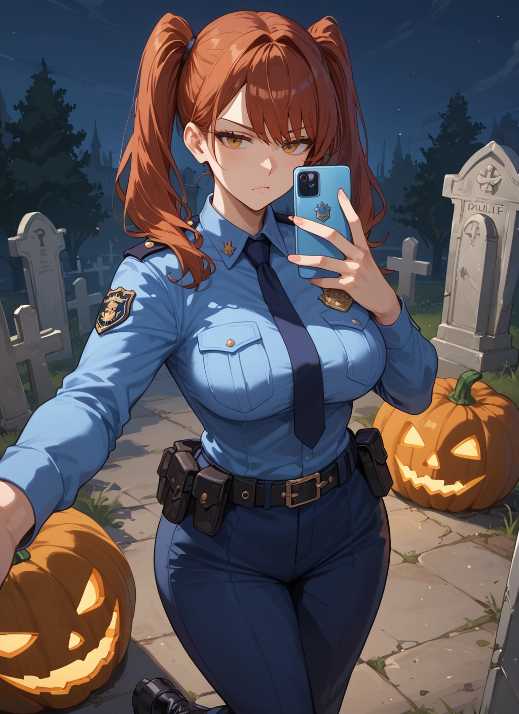 1girl, twintails, breasts, phone, necktie, shirt · Yamete.gg