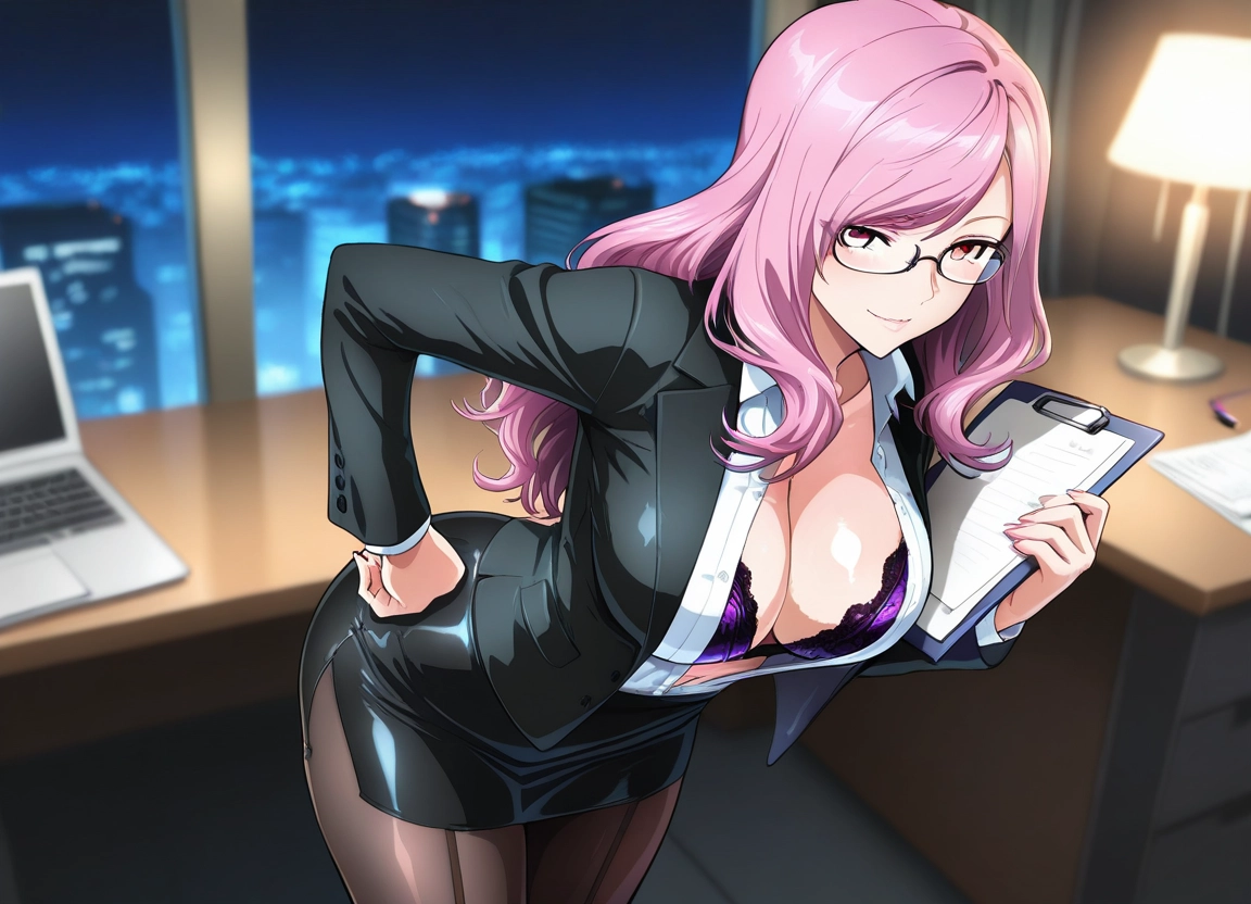 1girl, breasts, underwear, glasses, bra, pantyhose · Yamete.gg