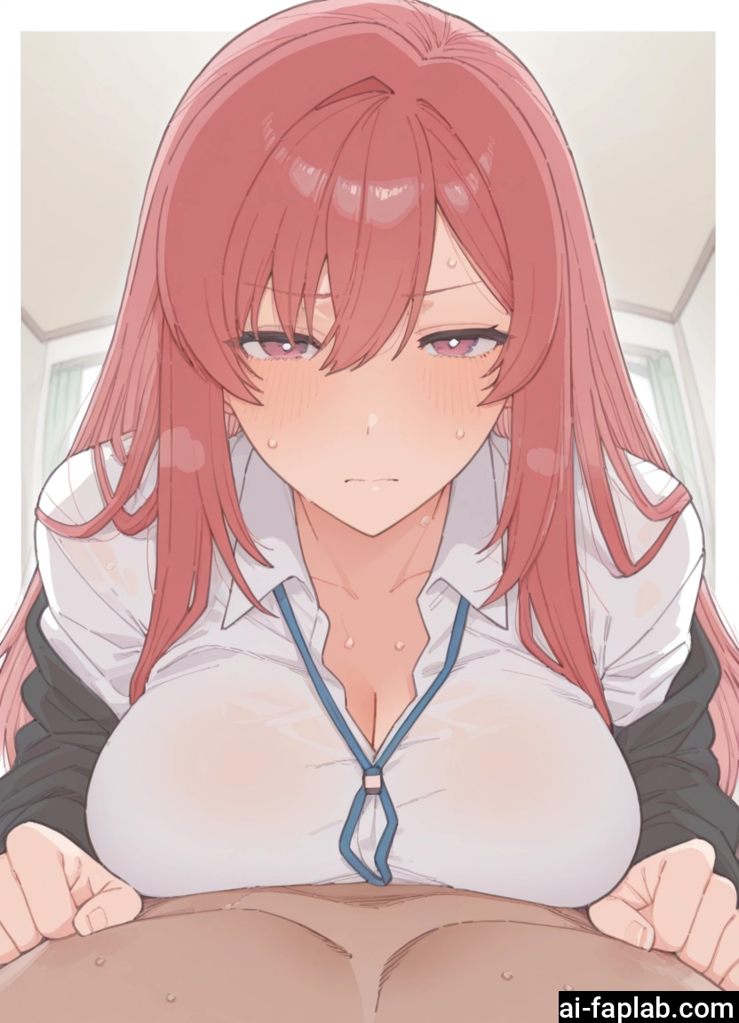 1girl, breasts, 1boy, shirt, long hair, blush