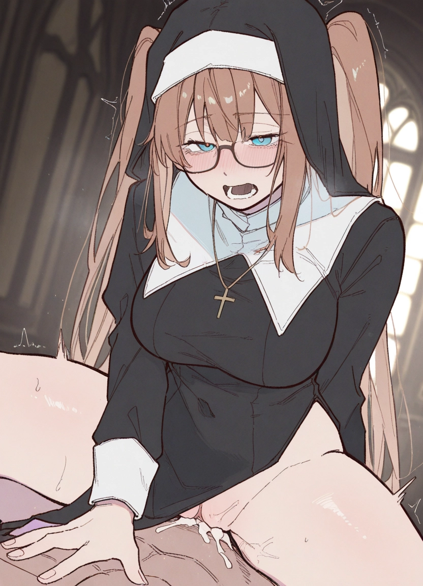 1girl, hetero, sex, 1boy, cum, nun · Yamete.gg