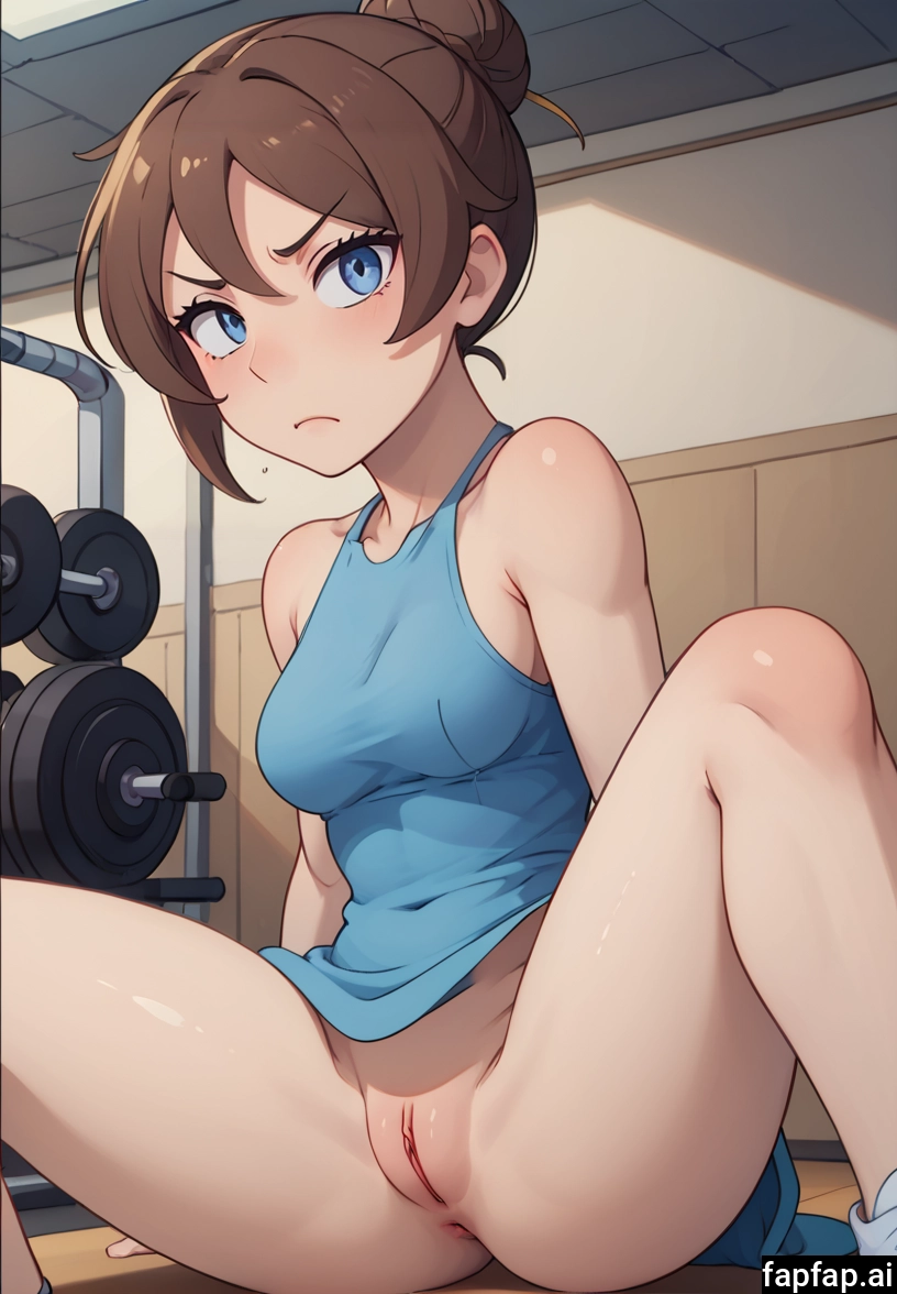 1girl, solo, brown hair, blue eyes, breasts, pussy · Yamete.gg