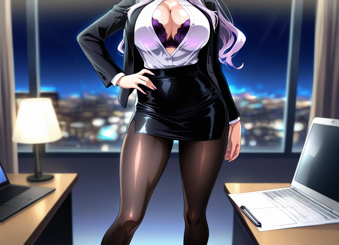 1girl, breasts, pantyhose, underwear, bra, skirt · Yamete.gg