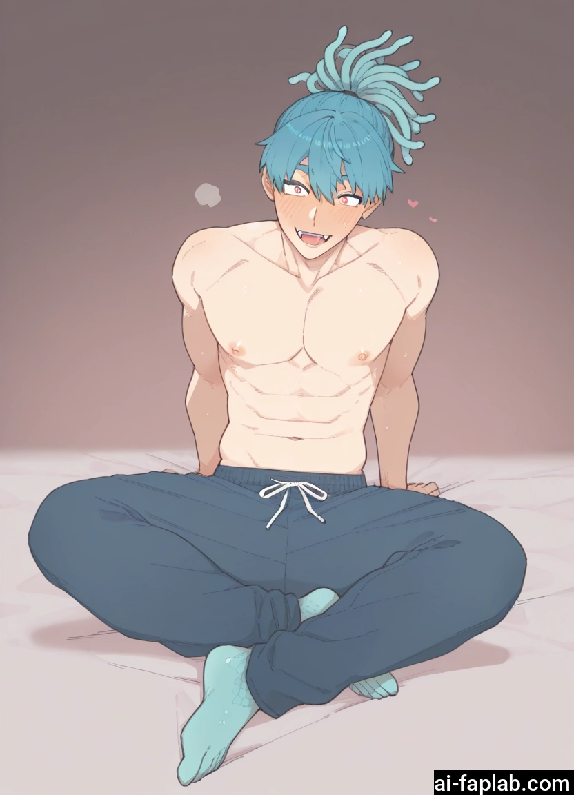 bara, 1boy, male focus, solo, blush, nipples