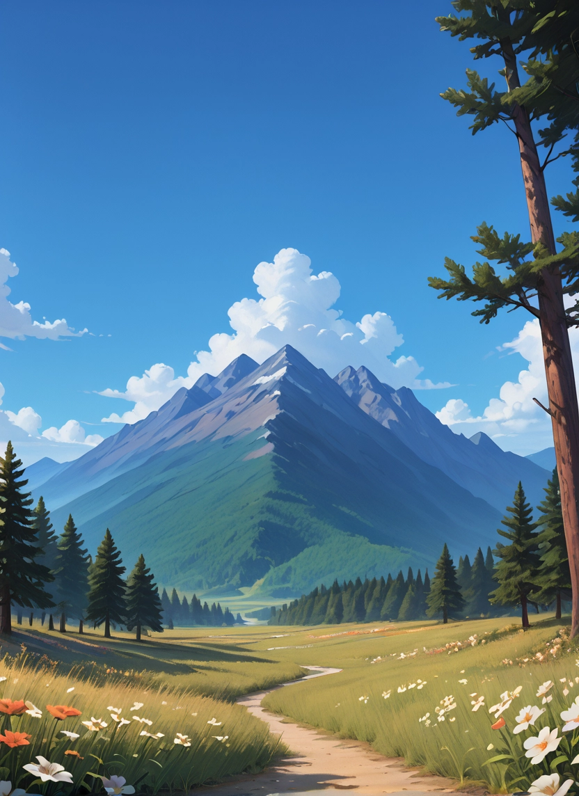 no humans, scenery, tree, cloud, sky, flower · Yamete.gg