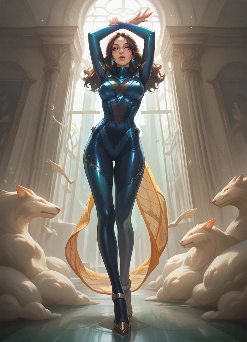 1girl, breasts, jewelry, earrings, arms up, long hair · Yamete.gg